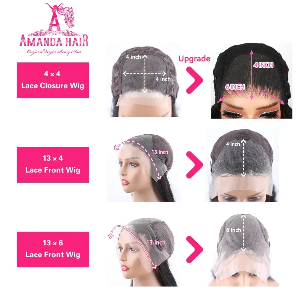 Bone Straight Human Hair Wigs 220% 13x4/6 Lace Front Wigs 5x5 Human Hair Lace Closure Wigs HD Lace Frontal Wig 32 30 inch