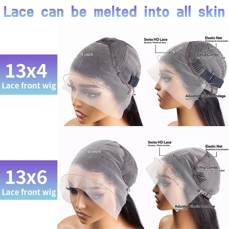 Bone Straight Human Hair 30 32 Inch Lace Frontal Colored Wig 100% Brazilian 13X6 Chocolate Brown Lace Front Wigs 13X4