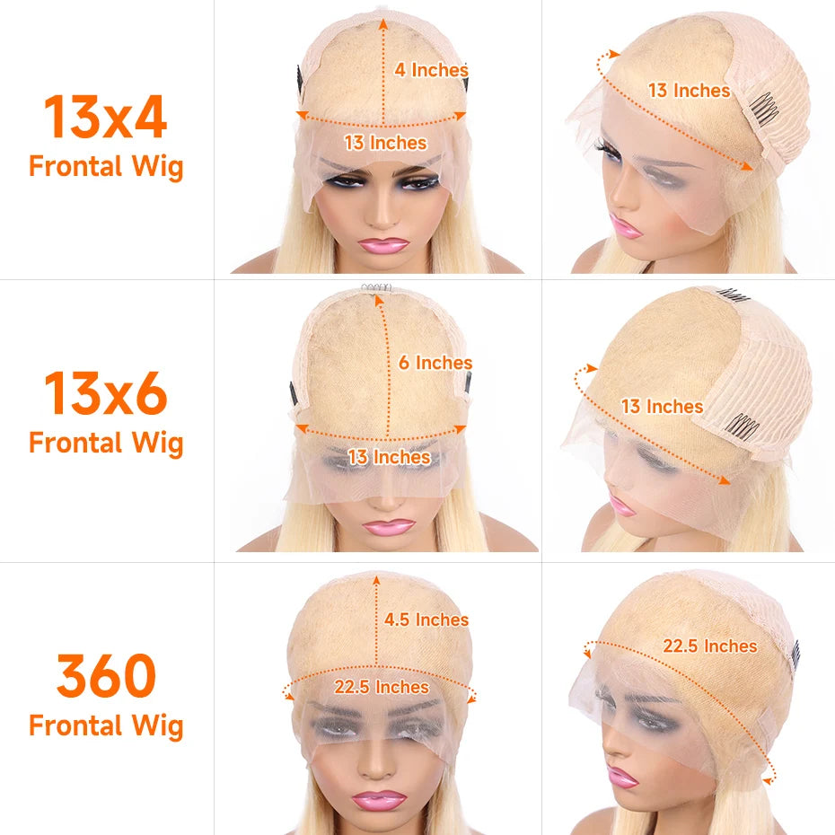 Remy Brazilian Blonde 613 Human Hair Pre Plucked Lace Frontal Wigs 36 38 Inch Straight 250 Density 13x4 13x6 360