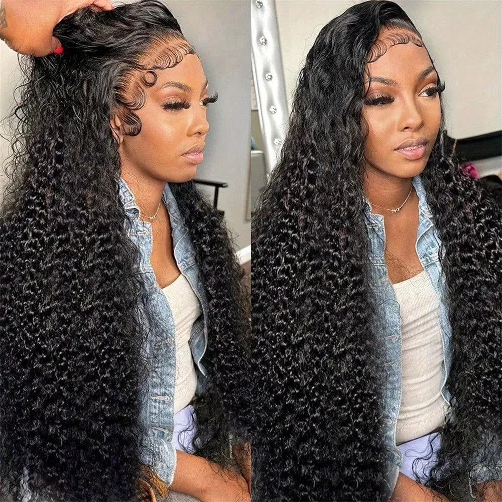Deep Kinky Curly Human Hair Wigs 13x4 Jerry Curly Lace Front Wig 40 42 Inch 13X6 HD Transparent Lace Frontal Wigs