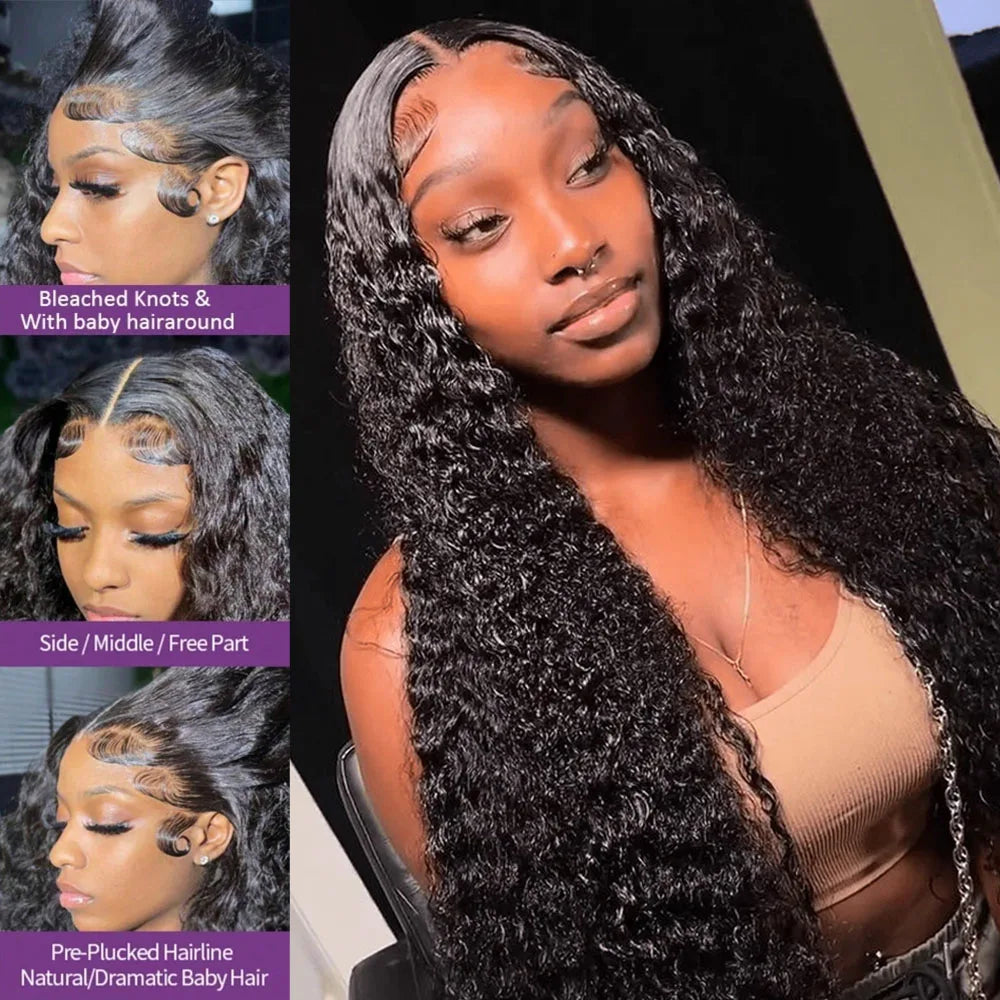 Deep Kinky Curly Human Hair Wigs 13x4 Jerry Curly Lace Front Wig 40 42 Inch 13X6 HD Transparent Lace Frontal Wigs