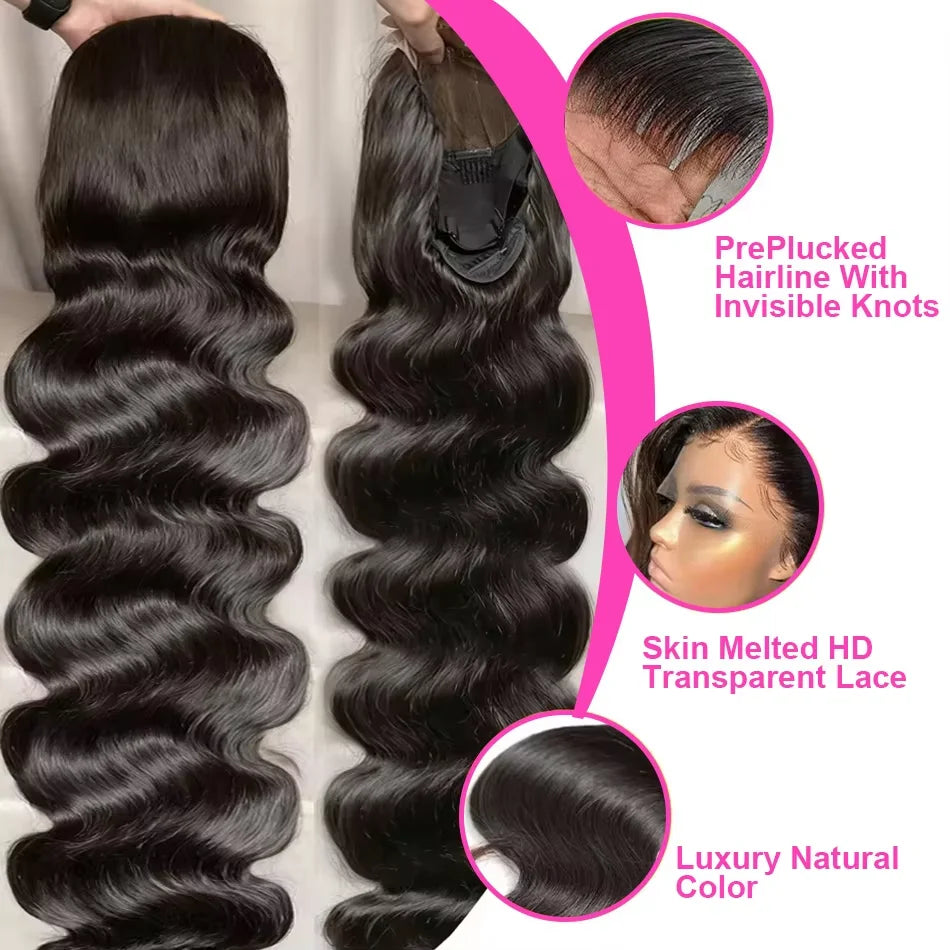 Ready To Wear Lace Front Human Hair Wigs 300 Density 30 36 Inch 13x4 13x6 Body Wave Lace Front Wigs 5X5 Glueless Wig Pre plucked