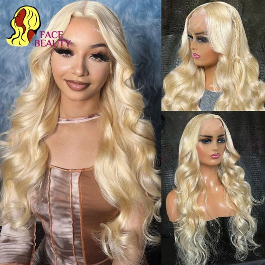 Brazilian Lace Front Human Hair Body Wave Preplucked 360 Lace Frontal Wigs 613 Blonde 13x4 13x6 30 32 38 Inch