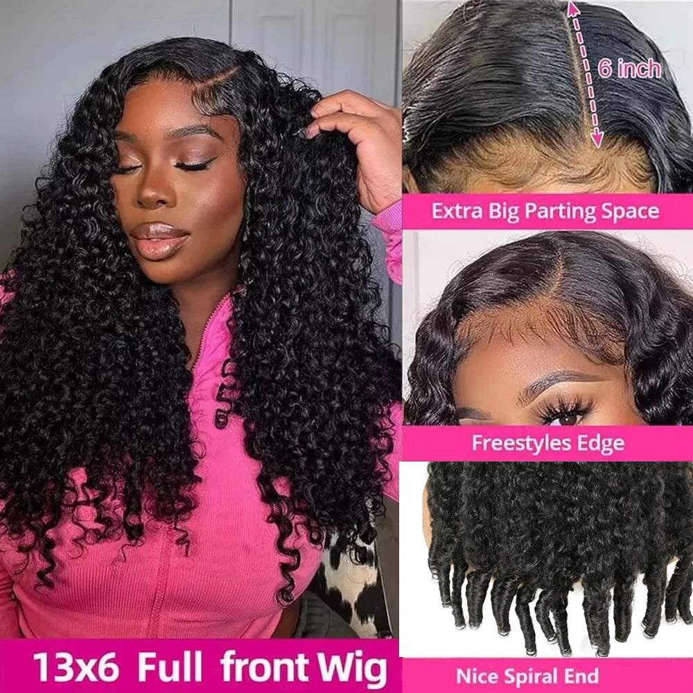Burmese Curly 13x6 Hd Lace Front  Human Hair Hair Wig 200 Density 13x4 7x6 Lace Full Frontal Hair Wigs 30 36 46 Inches