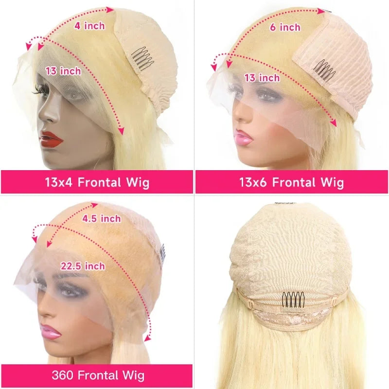 Brazilian Lace Front Human Hair Body Wave Preplucked 360 Lace Frontal Wigs 613 Blonde 13x4 13x6 30 32 38 Inch