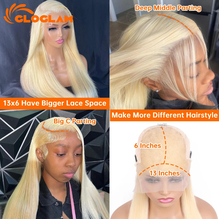 Remy Brazilian Blonde 613 Human Hair Pre Plucked Lace Frontal Wigs 36 38 Inch Straight 250 Density 13x4 13x6 360