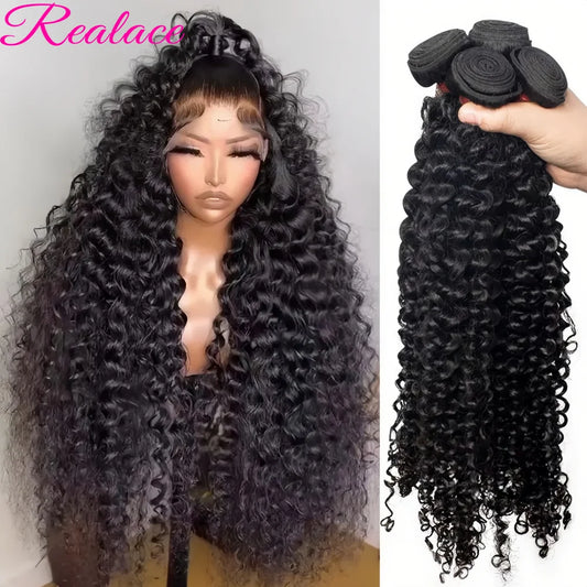 Deep Wave Human Hair Bundles Burmese Curly Hair Bundles 100% Human Hair Water Wave Original Natural Hair Extensions 1/3/4 Pieces