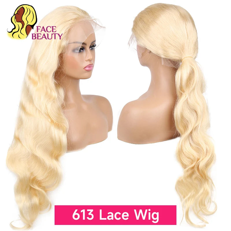 Brazilian Lace Front Human Hair Body Wave Preplucked 360 Lace Frontal Wigs 613 Blonde 13x4 13x6 30 32 38 Inch
