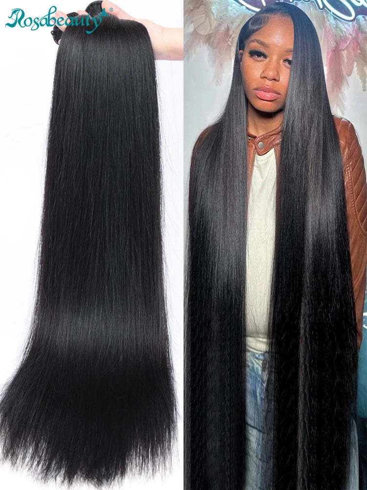 Bone Straight Brazilian Remy Human Hair Bundles Raw Extensions Tissage  Rosabeauty 30 32 40 Inch Bundles 1 2 3 4 5