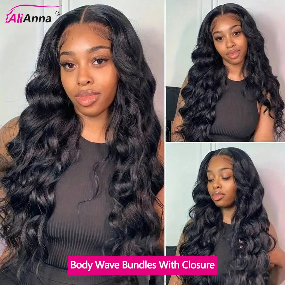 Body Wave Human Hair Bundles With A Closure 2x6 HD Lace Closure Human Hair Bundles With 4x4 Closure 5x5 Brazilian Bundle Deals