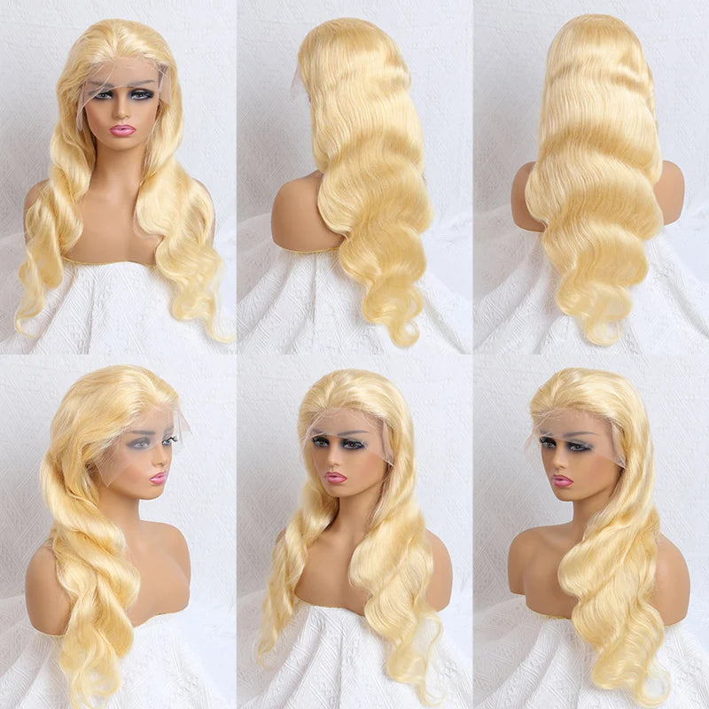 Brazilian Lace Front Human Hair Body Wave Preplucked 360 Lace Frontal Wigs 613 Blonde 13x4 13x6 30 32 38 Inch