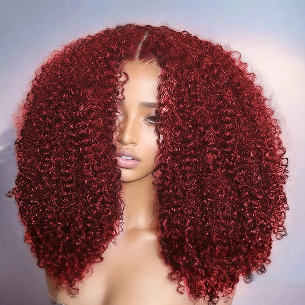 300% Burgundy Water Deep Wave 13x6 HD Lace Frontal Wig Human Hair Curly Red 99J Color Lace Front Human Hair Wigs 200 250 Density