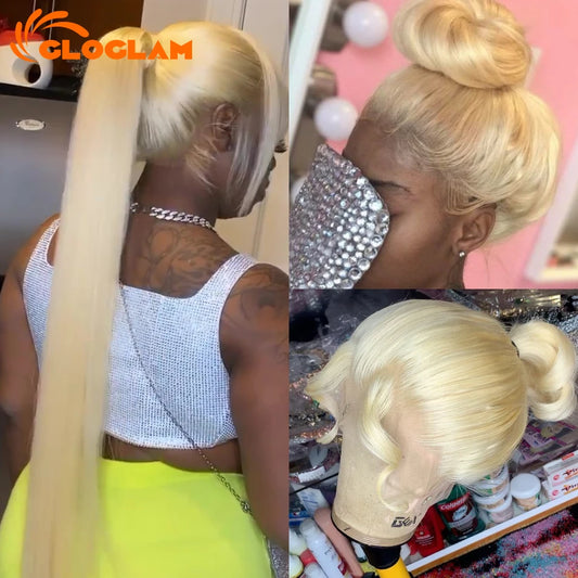 Remy Brazilian Blonde 613 Human Hair Pre Plucked Lace Frontal Wigs 36 38 Inch Straight 250 Density 13x4 13x6 360
