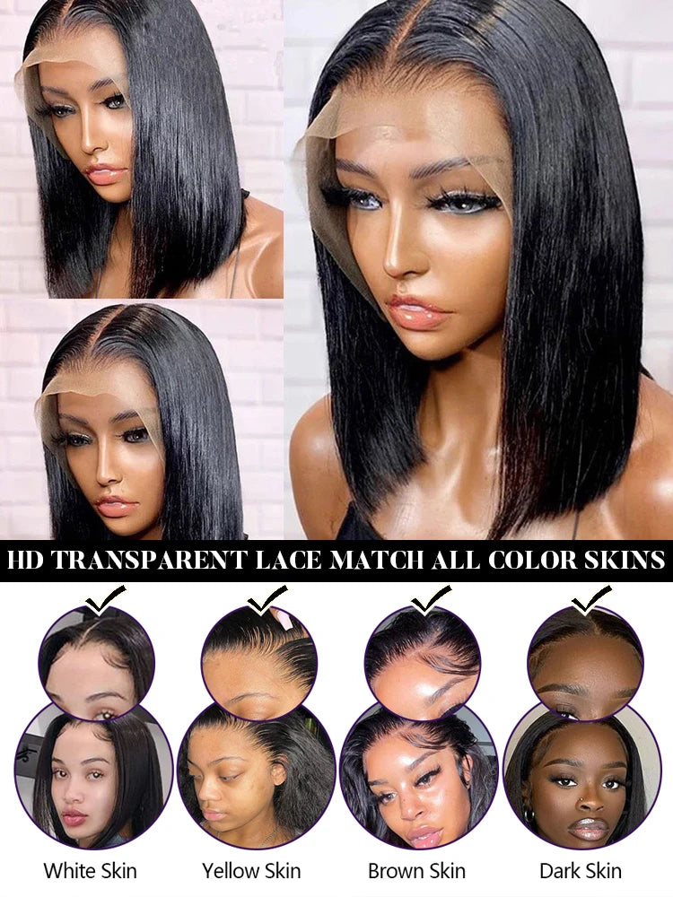 Multiple Remy Straight Natural Wig 13x4 Lace Front Human Hair Wig Transparent Lace Frontal Wigs Short Bob Wig