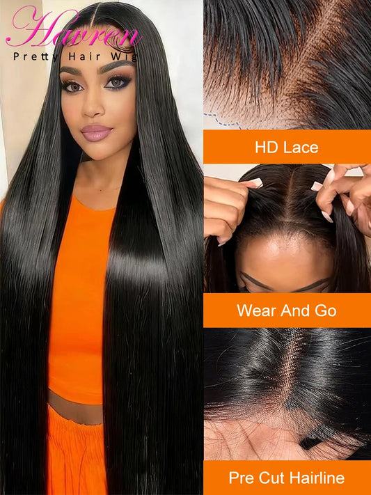 Straight Human Hair Wigs 40 Inches 13x4 13x6 HD Lace Frontal Straight Hair 4x4 5x5 Glueless Wig Human Ready To Wear Pre Cut Wigs