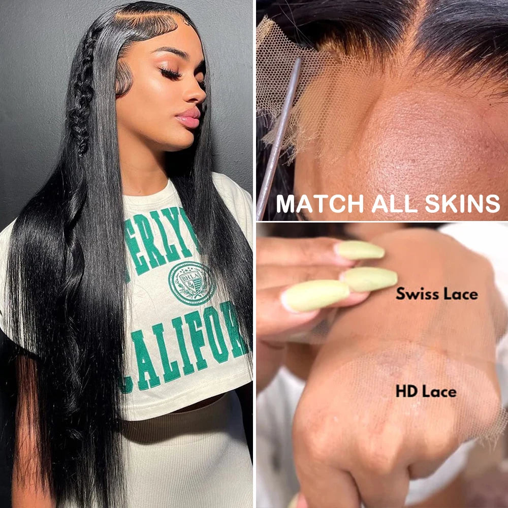 Bone Straight Human Hair Wigs 220% 13x4/6 Lace Front Wigs 5x5 Human Hair Lace Closure Wigs HD Lace Frontal Wig 32 30 inch