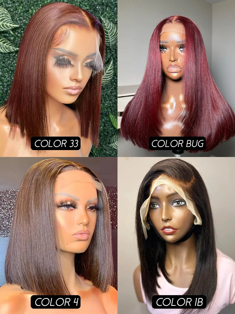 Multiple Remy Straight Natural Wig 13x4 Lace Front Human Hair Wig Transparent Lace Frontal Wigs Short Bob Wig