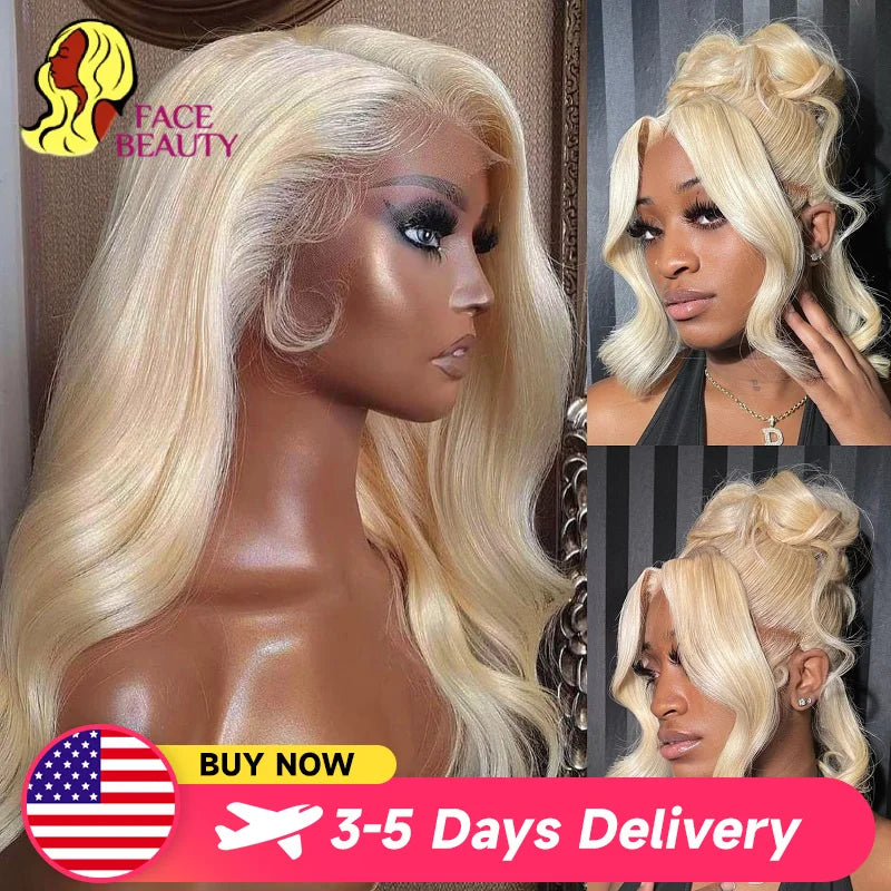 Brazilian Lace Front Human Hair Body Wave Preplucked 360 Lace Frontal Wigs 613 Blonde 13x4 13x6 30 32 38 Inch