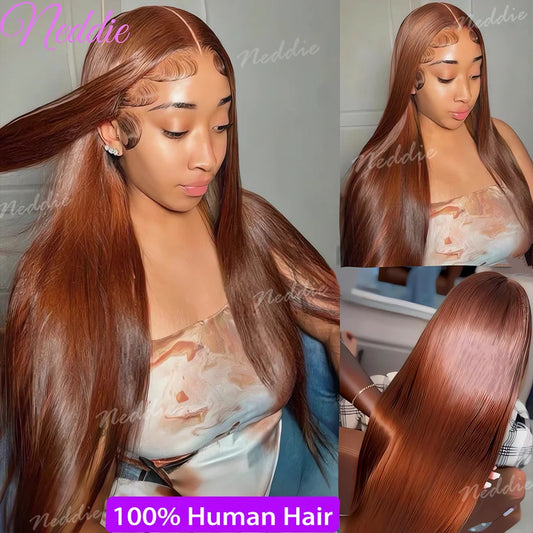 Bone Straight Human Hair 30 32 Inch Lace Frontal Colored Wig 100% Brazilian 13X6 Chocolate Brown Lace Front Wigs 13X4